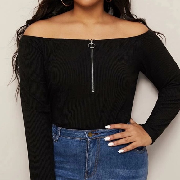 NEW off shoulder zip detail top - Picture 1 of 3